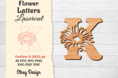 Flower Letters Laser Cut SVG Bundle 9 - CraftNest - Digital Crafting and Art