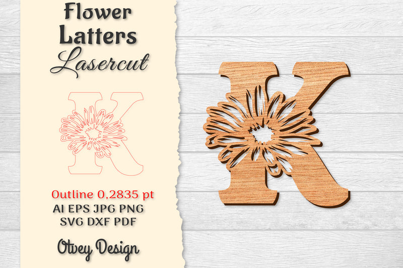 Flower Letters Laser Cut SVG Bundle 9 - CraftNest - Digital Crafting and Art