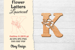 Flower Letters Laser Cut File SVG Bundle 85 - CraftNest - Digital Crafting and Art