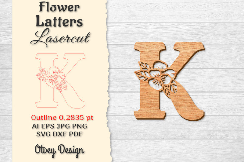 Flower Letters Laser Cut File SVG Bundle 85 - CraftNest - Digital Crafting and Art
