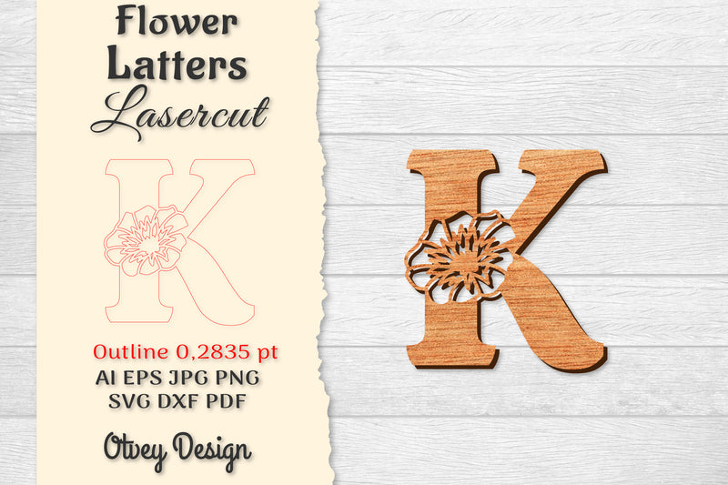 Flower Letters Laser Cut SVG Bundle 29 - CraftNest - Digital Crafting and Art