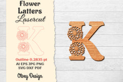 Flower Letters Laser Cut SVG Bundle 42 - CraftNest - Digital Crafting and Art