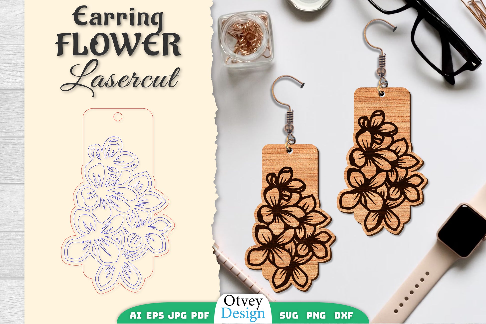 Earring Flower Lasercut SVG Bundle 85 - CraftNest - Digital Crafting and Art