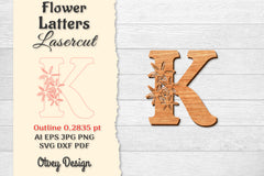 Flower Letters Laser Cut File SVG Bundle 34 - CraftNest - Digital Crafting and Art