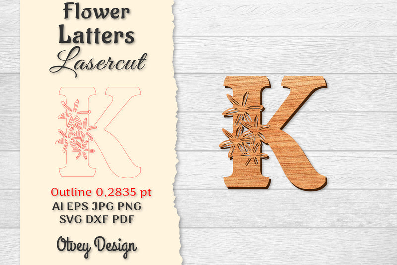 Flower Letters Laser Cut File SVG Bundle 34 - CraftNest - Digital Crafting and Art
