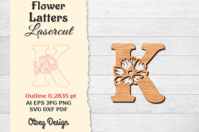 Flower Letters Laser Cut File SVG Bundle 49 - CraftNest - Digital Crafting and Art