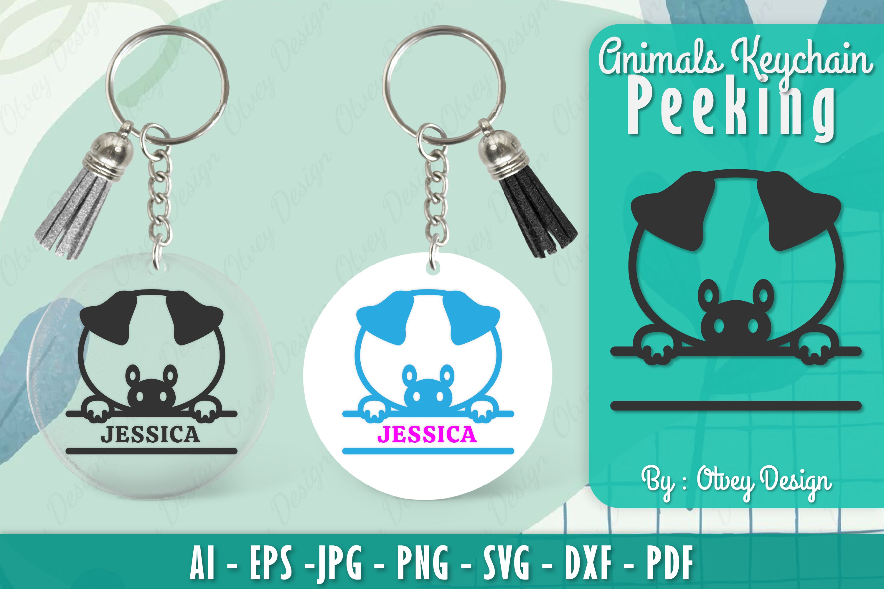 Animals Peeking Keychain SVG Bundle 3 - CraftNest - Digital Crafting and Art
