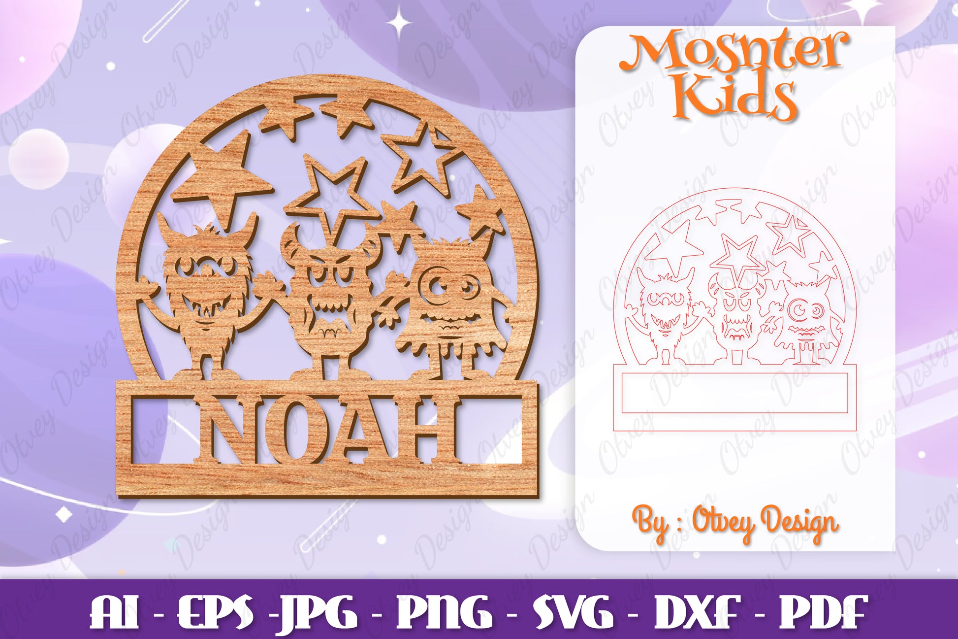 Monsters Kids Name Sign Lasercut SVG Bundle 11 - CraftNest - Digital Crafting and Art