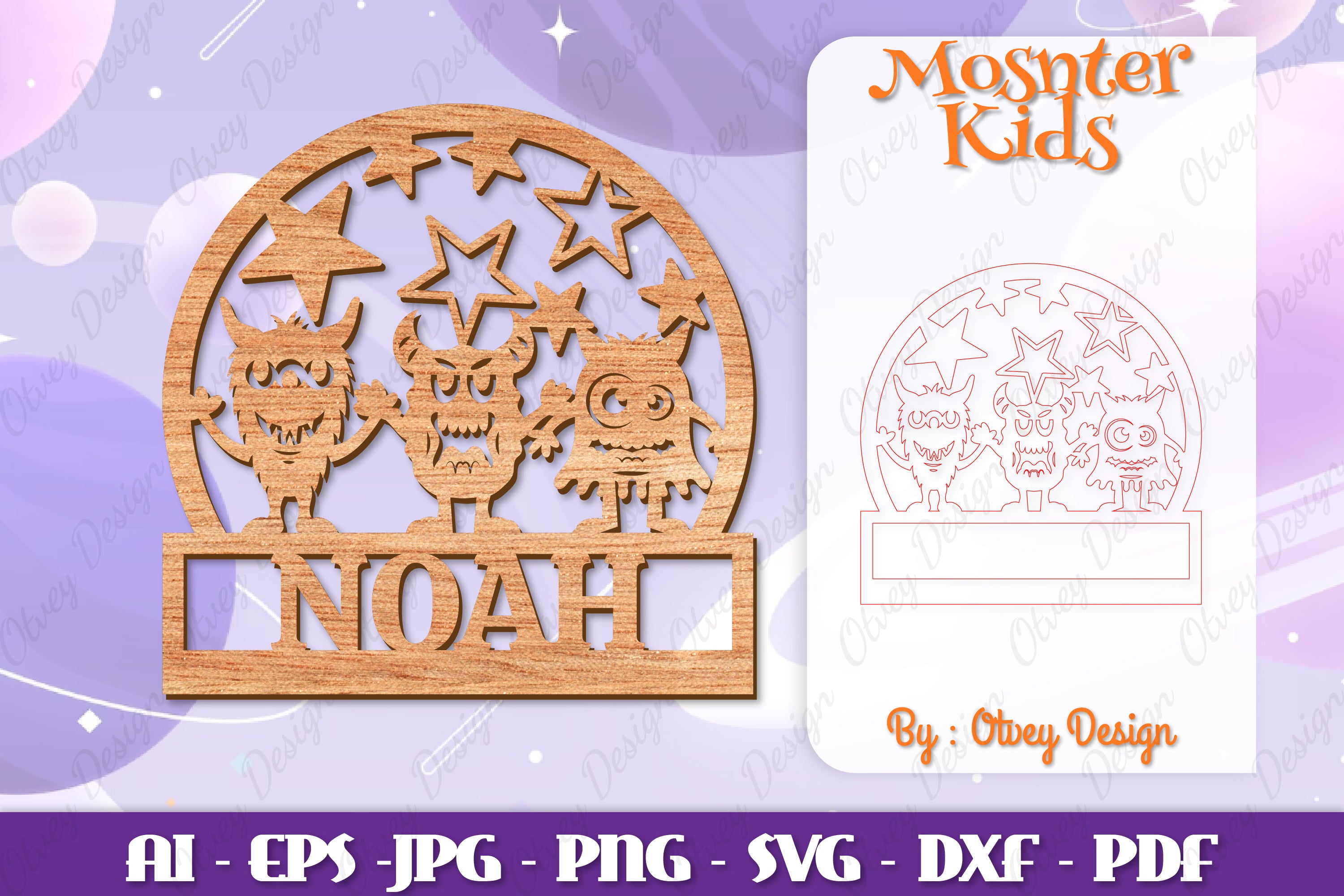 Monsters Kids Name Sign Lasercut SVG Bundle 11 - CraftNest - Digital Crafting and Art