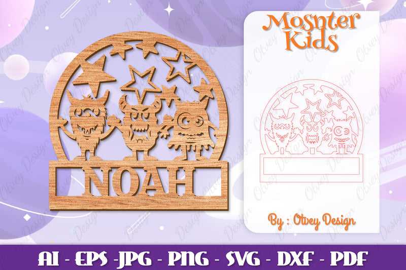 Monsters Kids Name Sign Lasercut SVG Bundle 11 - CraftNest - Digital Crafting and Art