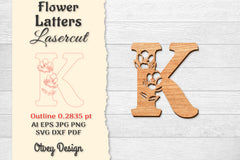 5 Flower Letters Laser Cut SVG Bundle 95 - CraftNest - Digital Crafting and Art