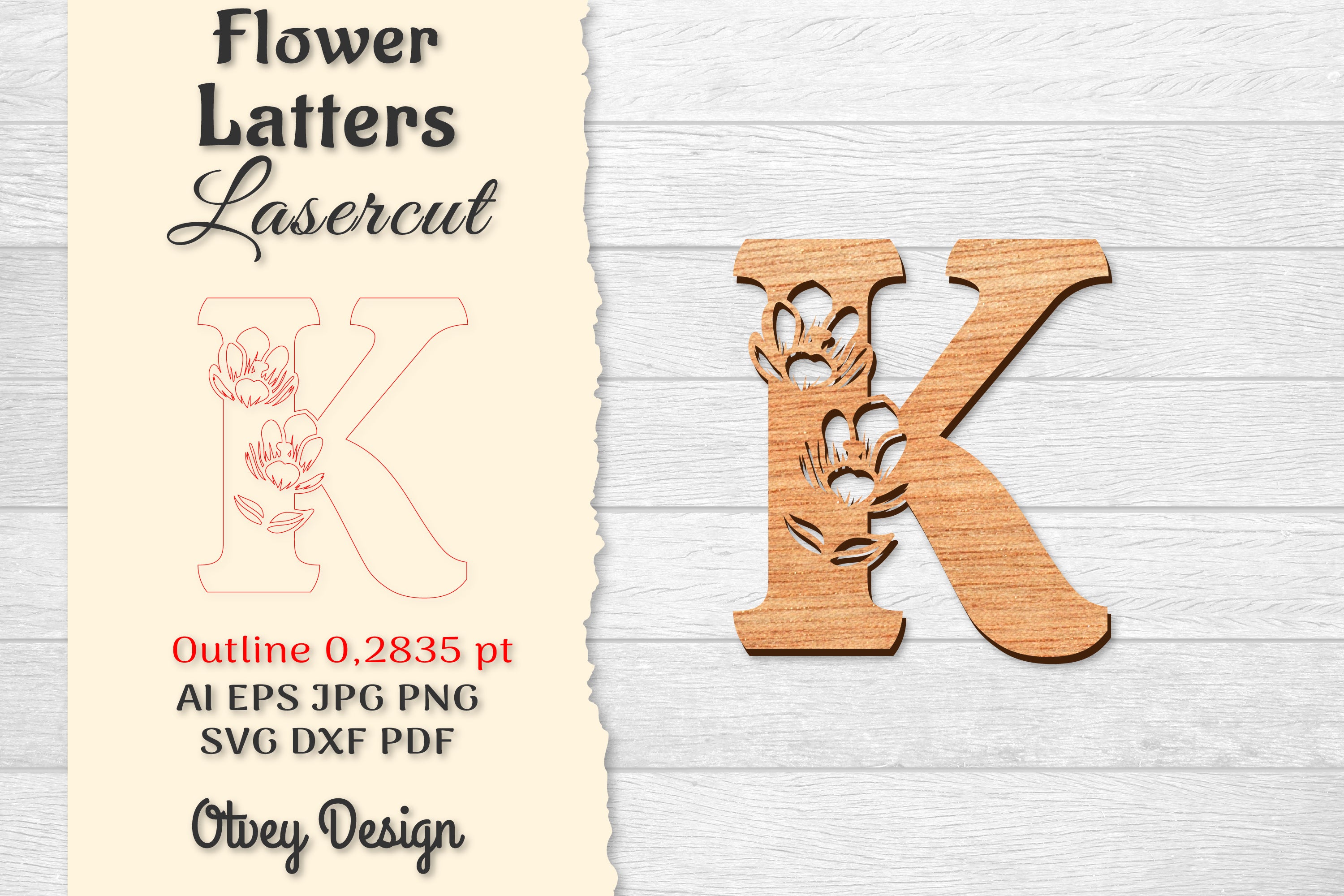 5 Flower Letters Laser Cut SVG Bundle 95 - CraftNest - Digital Crafting and Art