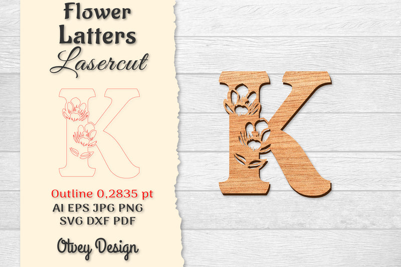 5 Flower Letters Laser Cut SVG Bundle 95 - CraftNest - Digital Crafting and Art