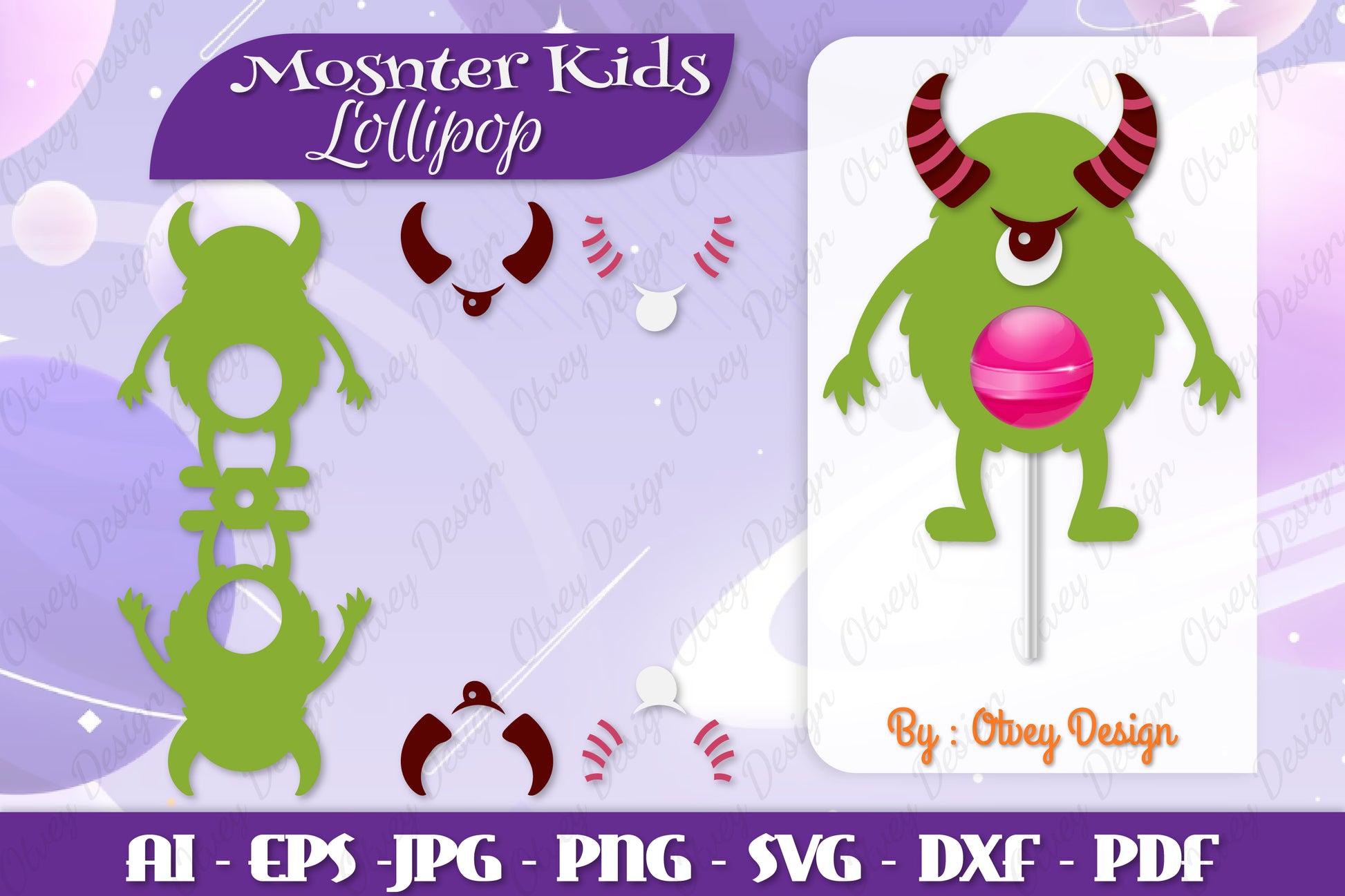 Monster Kids Lollipop Holders SVG Bundle 11 - CraftNest - Digital Crafting and Art