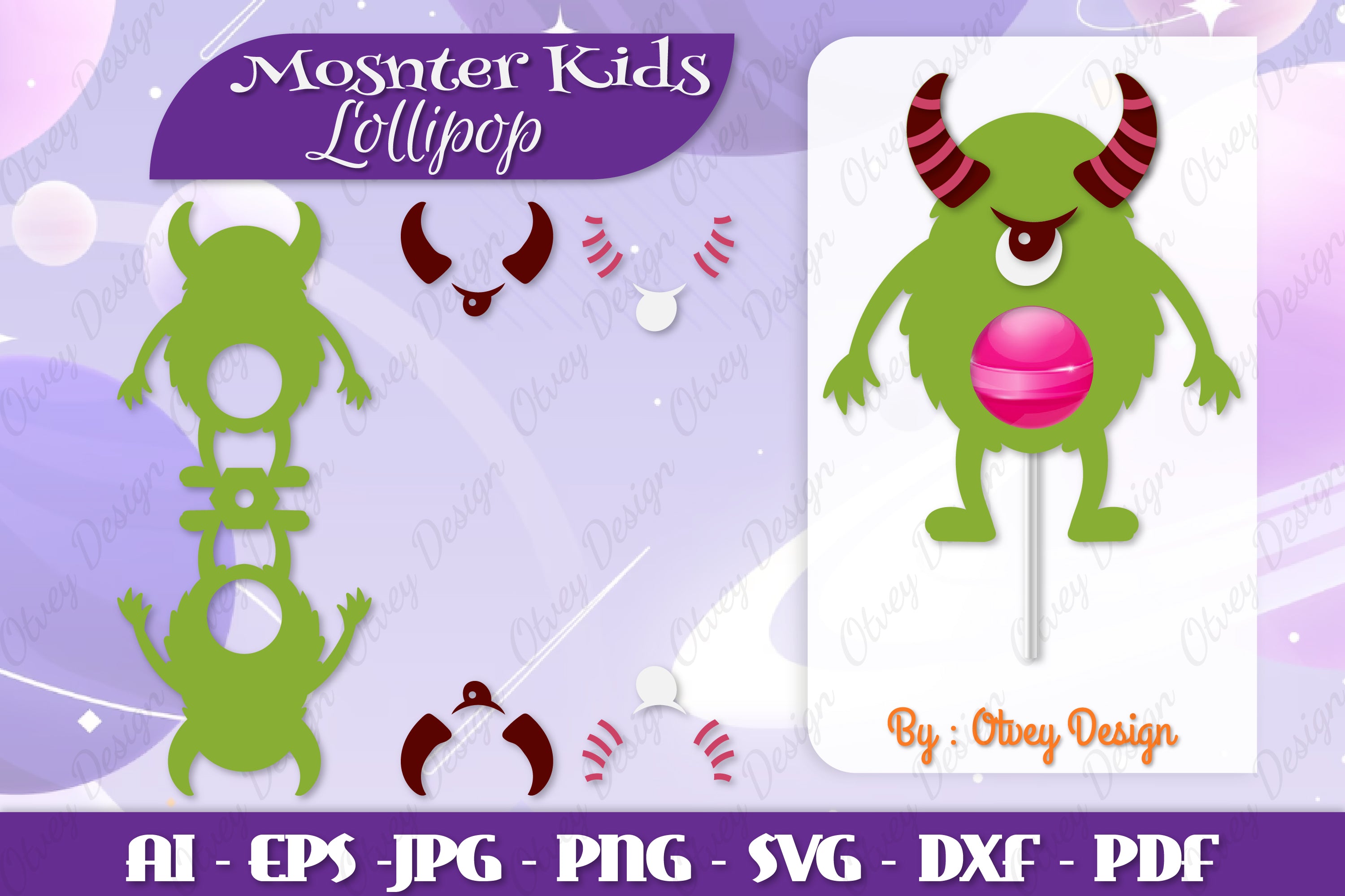 Monster Kids Lollipop Holders SVG Bundle 11 - CraftNest - Digital Crafting and Art