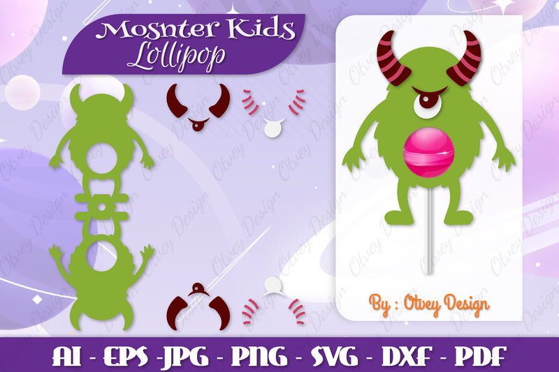Monster Kids Lollipop Holders SVG Bundle 11 - CraftNest - Digital Crafting and Art
