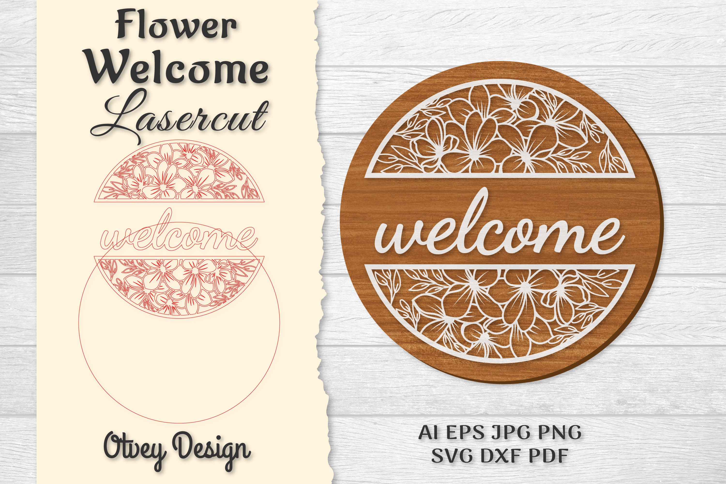 Flower Welcome Lasercut SVG Bundle 1111 - CraftNest - Digital Crafting and Art