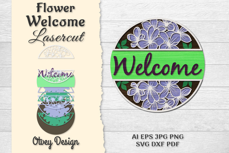 Flower Welcome Lasercut SVG Bundle 3 - CraftNest - Digital Crafting and Art