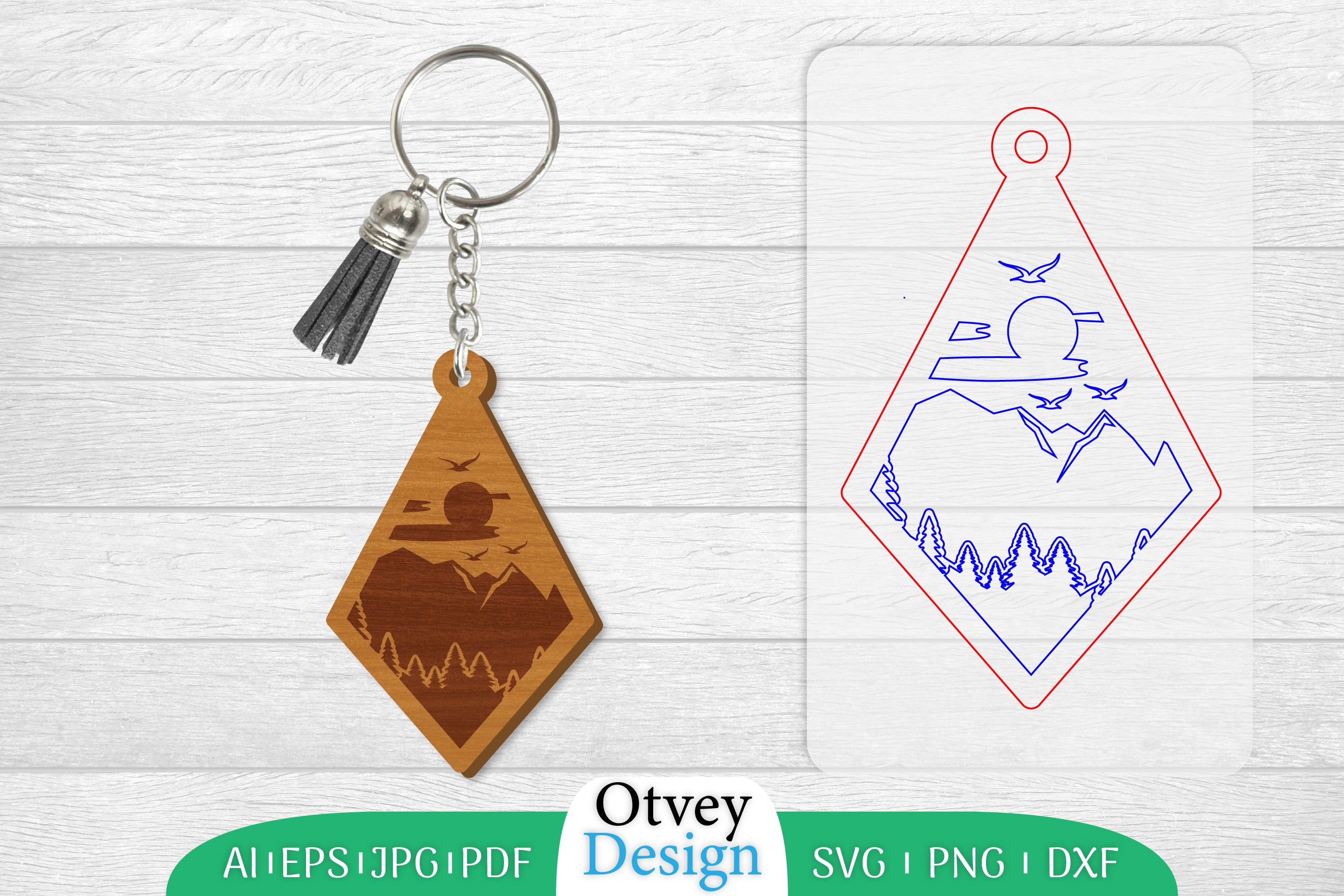 Keychain Sunset Mountain Lasercut SVG Bundle 30 - CraftNest - Digital Crafting and Art