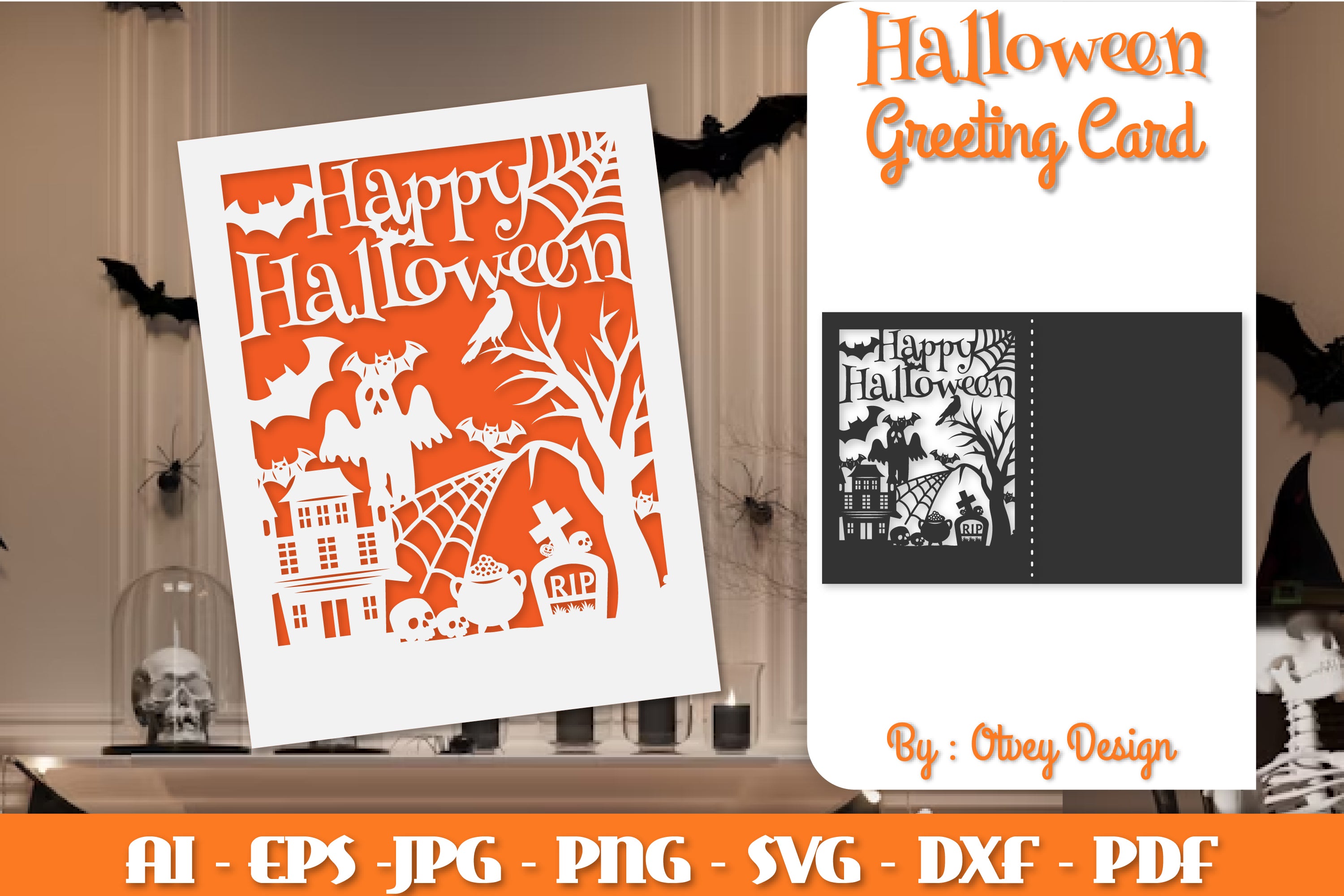 Greeting Card Halloween Scene SVG Bundle