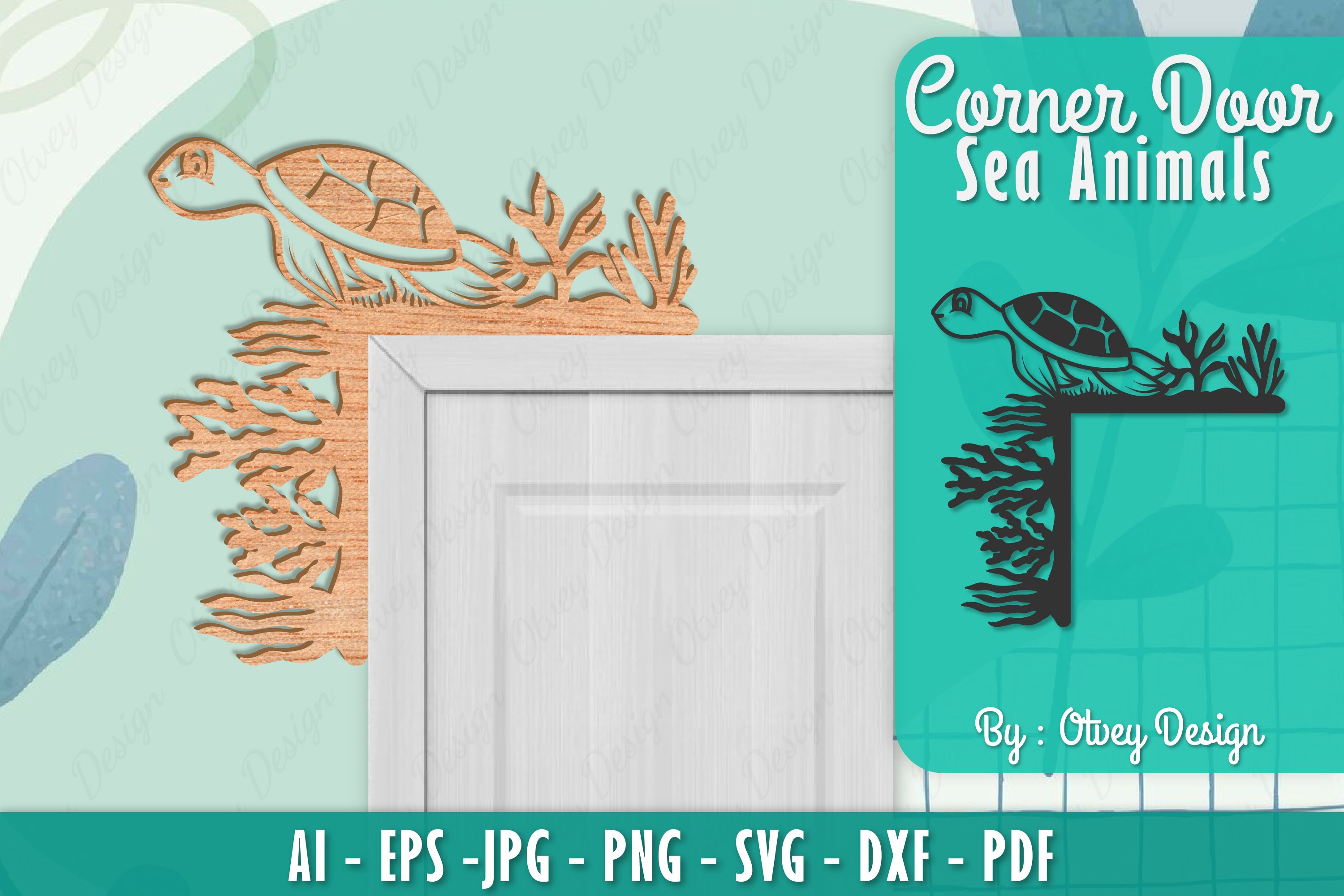 Sea Animals Door Corner Decoration Lasercut File SVG Bundle - CraftNest - Digital Crafting and Art