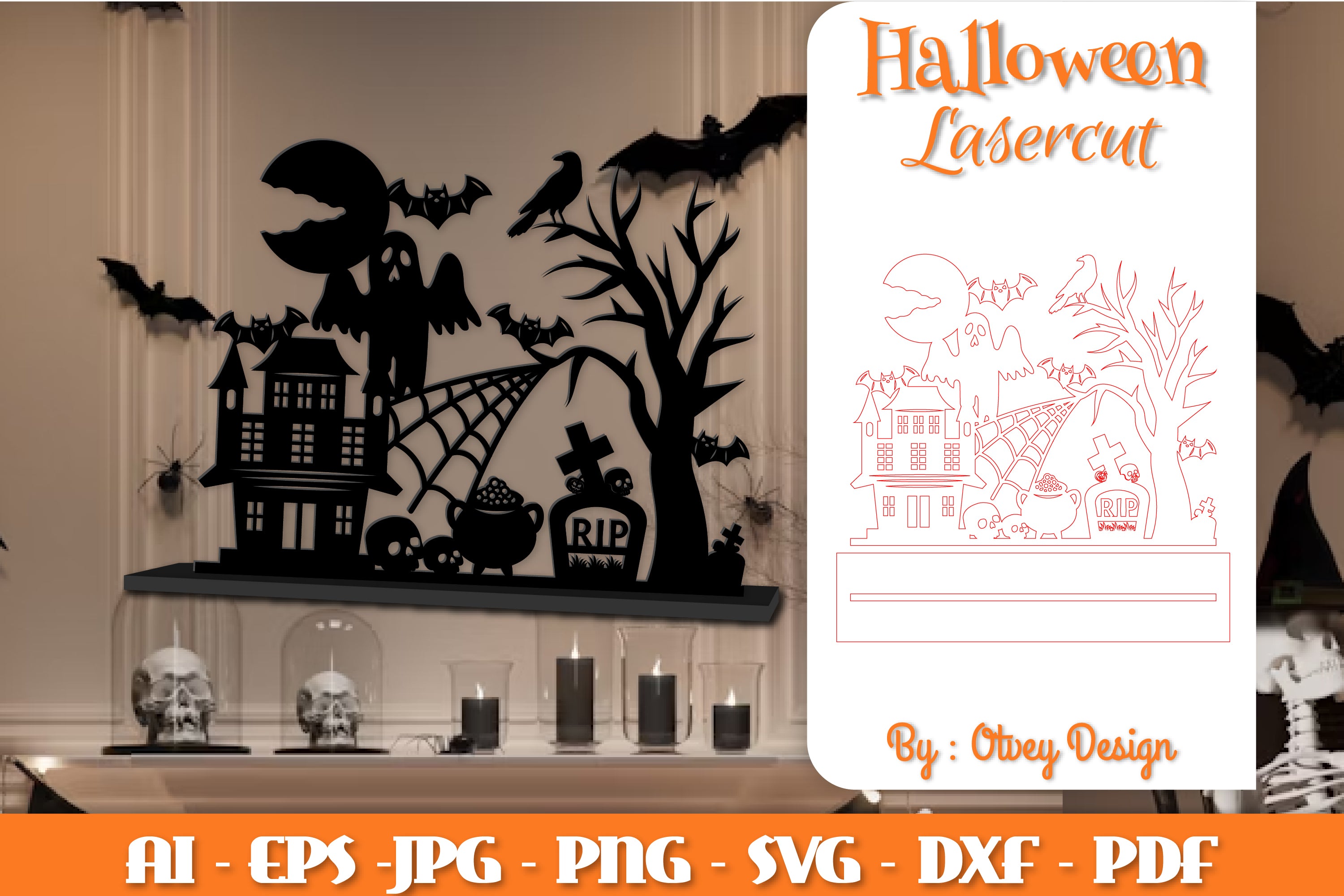 Halloween Decorations Lasercut SVG Bundle