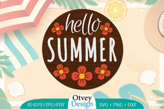 Summer Round Door Hanger SVG Bundle 3 - CraftNest - Digital Crafting and Art