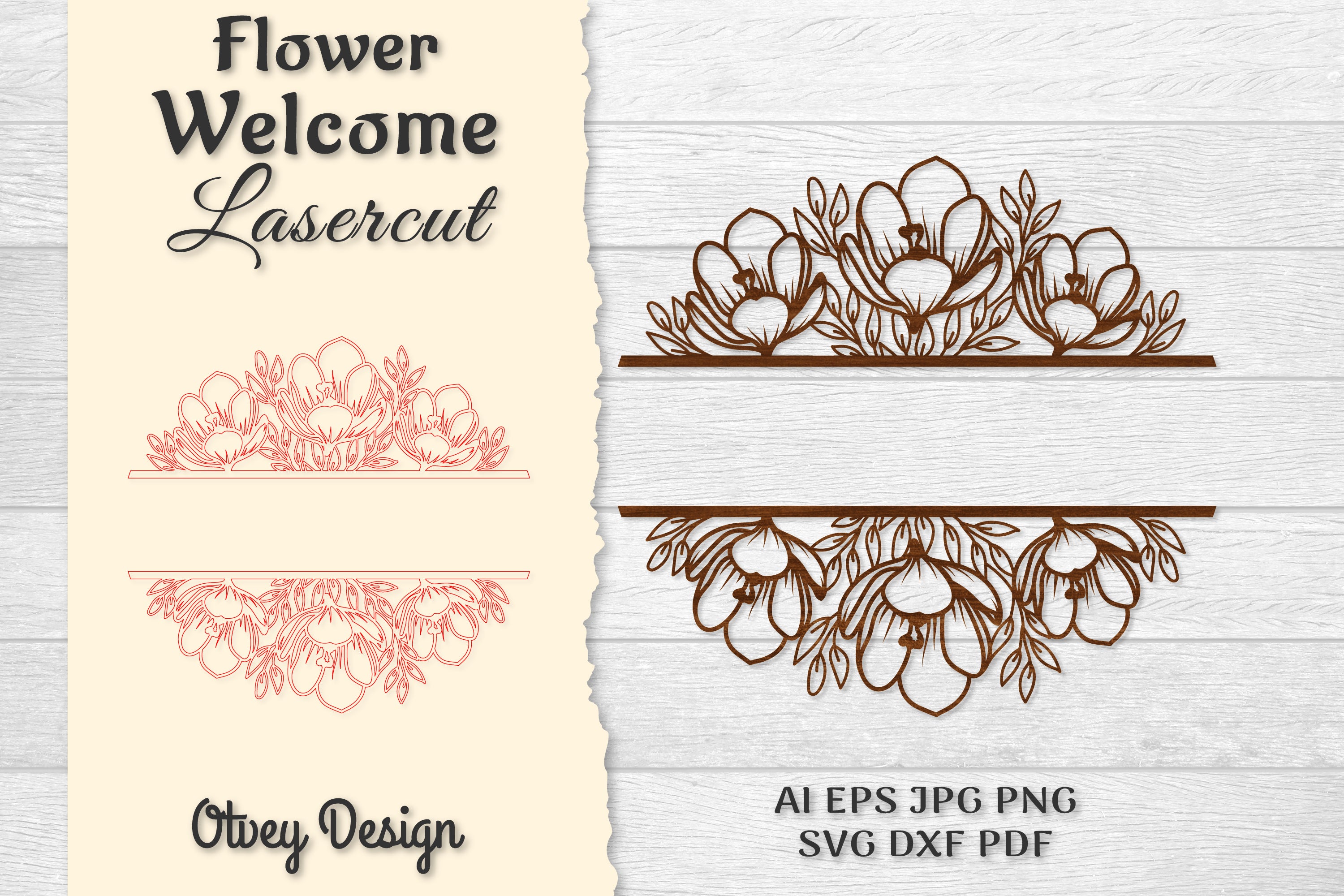 Flower Welcome Slip Lasercut SVG Bundle 11 - CraftNest - Digital Crafting and Art