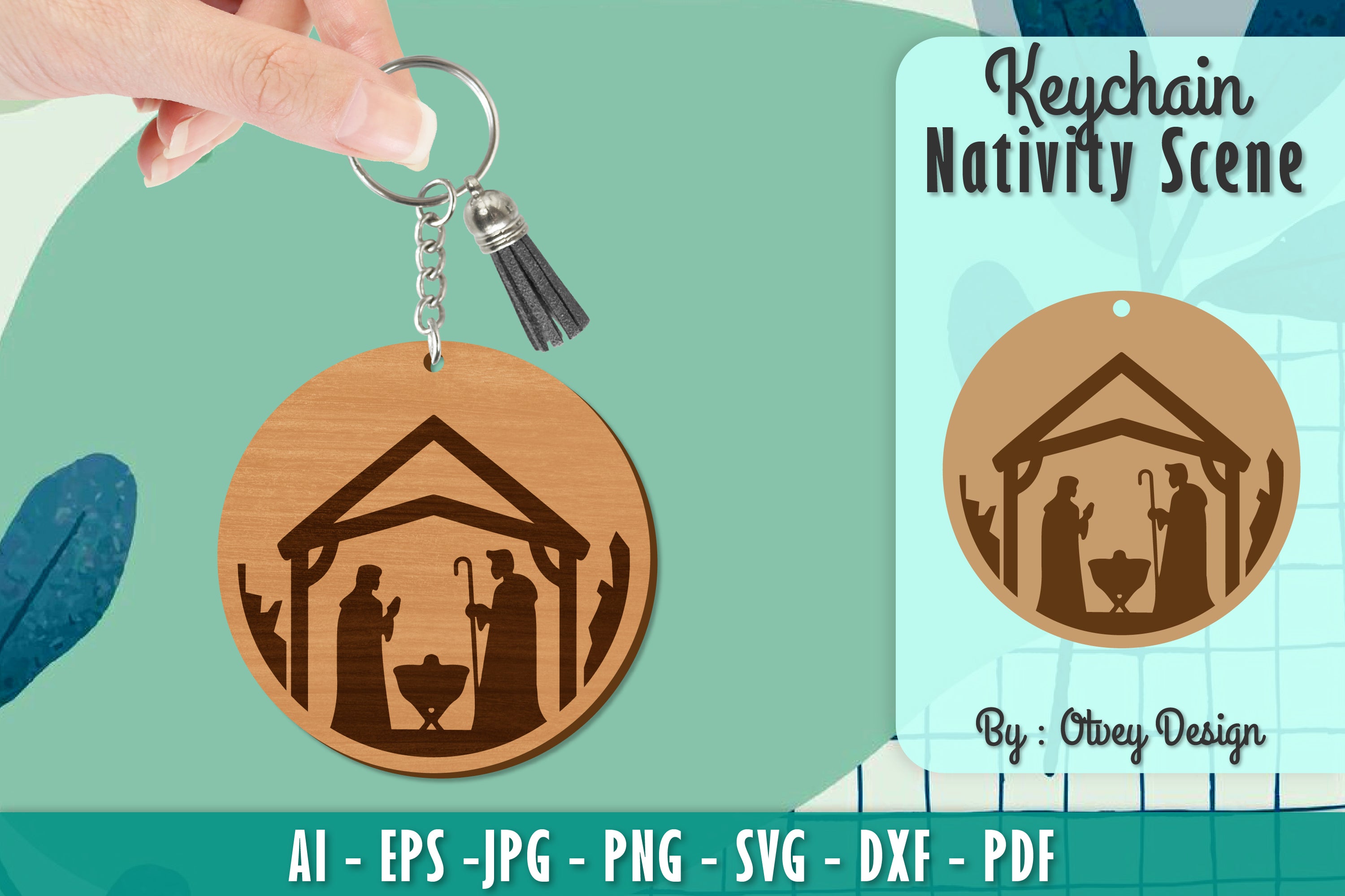 Nativity Scene Keychain Laser Cut SVG Bundle 3 - CraftNest - Digital Crafting and Art