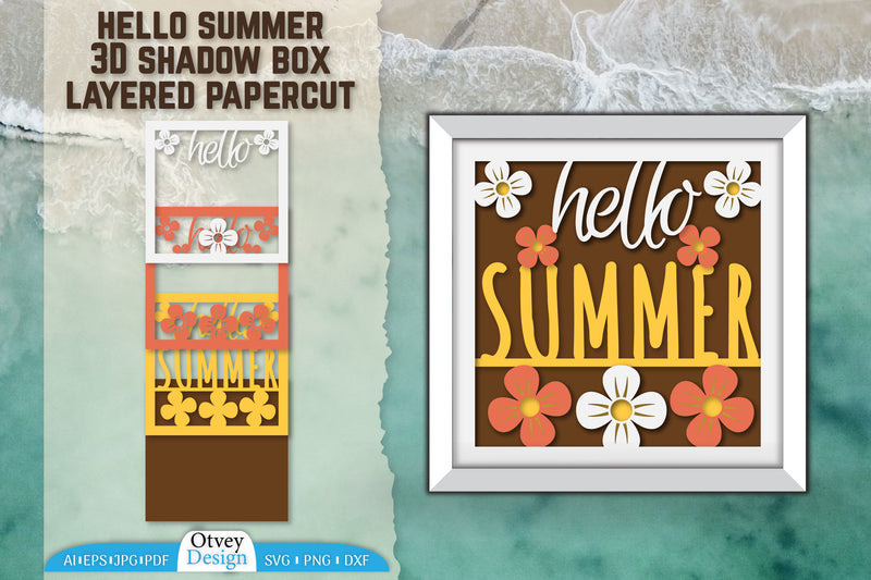 Hello Summer 3D Shadow Box Papercut SVG Bundle 2 - CraftNest - Digital Crafting and Art