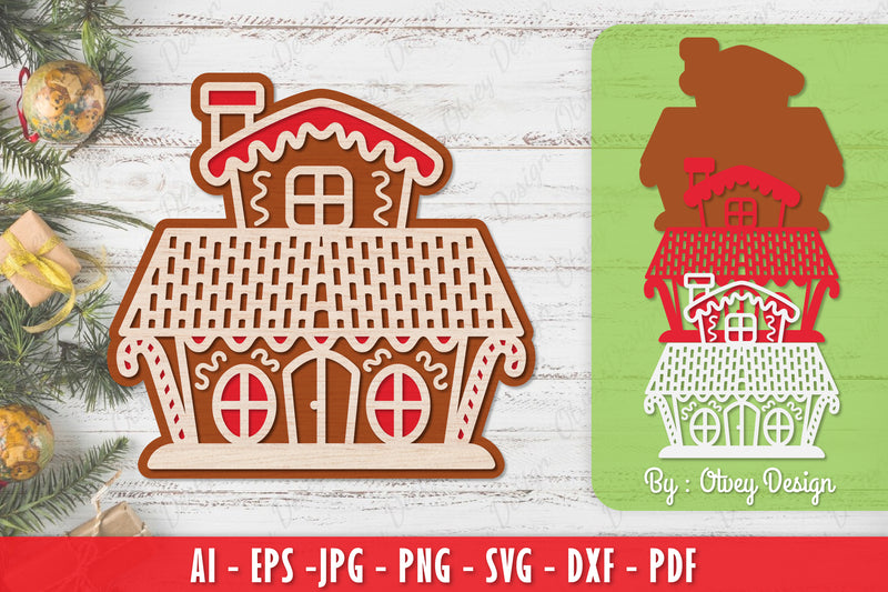 Gingerbread House Laser Cut Merry Christmas SVG Bundle 3 - CraftNest - Digital Crafting and Art