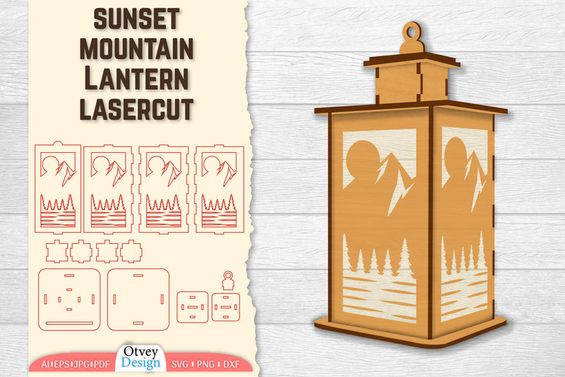 Sunset Mountain Lamp Lasercut SVG Bundle 3 - CraftNest - Digital Crafting and Art