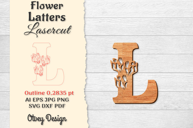Flower Letters Laser Cut SVG Bundle113 - CraftNest - Digital Crafting and Art