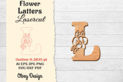 Flower Letters Laser Cut File SVG Bundle 86 - CraftNest - Digital Crafting and Art