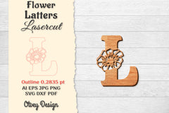 Flower Letters Laser Cut File SVG Bundle 8 - CraftNest - Digital Crafting and Art