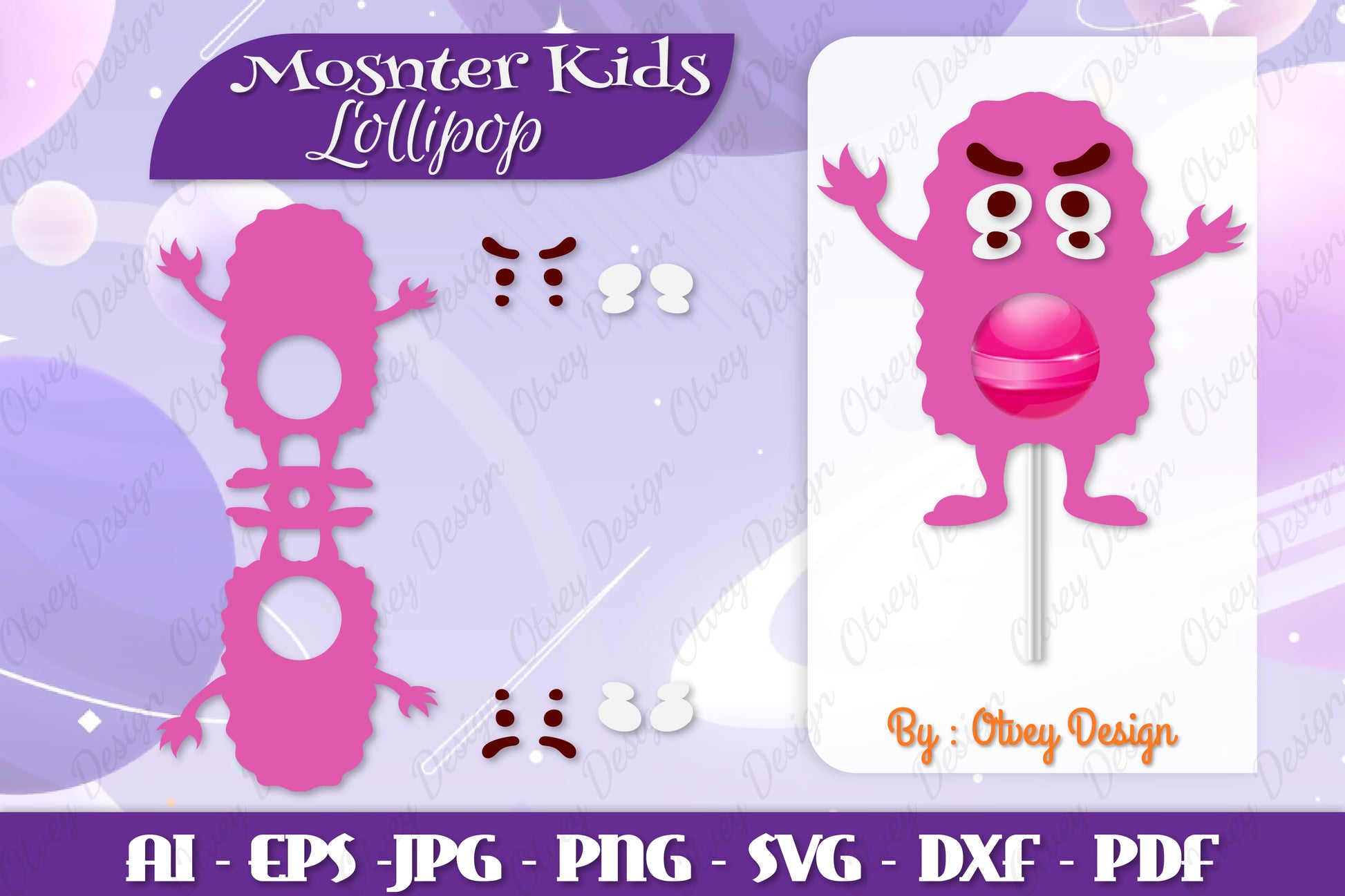 Monster Kids Lollipop Holders SVG Bundle 12 - CraftNest - Digital Crafting and Art