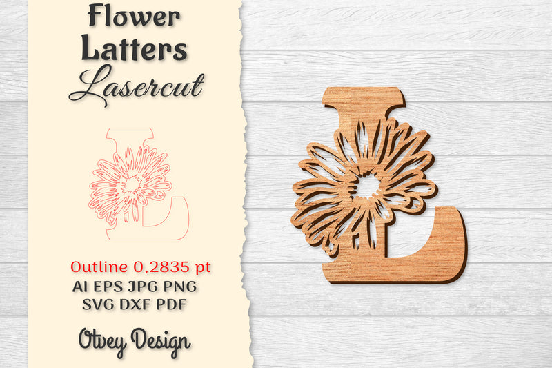 Flower Letters Laser Cut SVG Bundle 10 - CraftNest - Digital Crafting and Art