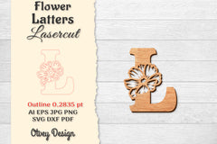 Flower Letters Laser Cut File SVG Bundle 50 - CraftNest - Digital Crafting and Art