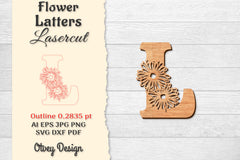 Flower Letters Laser Cut SVG Bundle 68 - CraftNest - Digital Crafting and Art