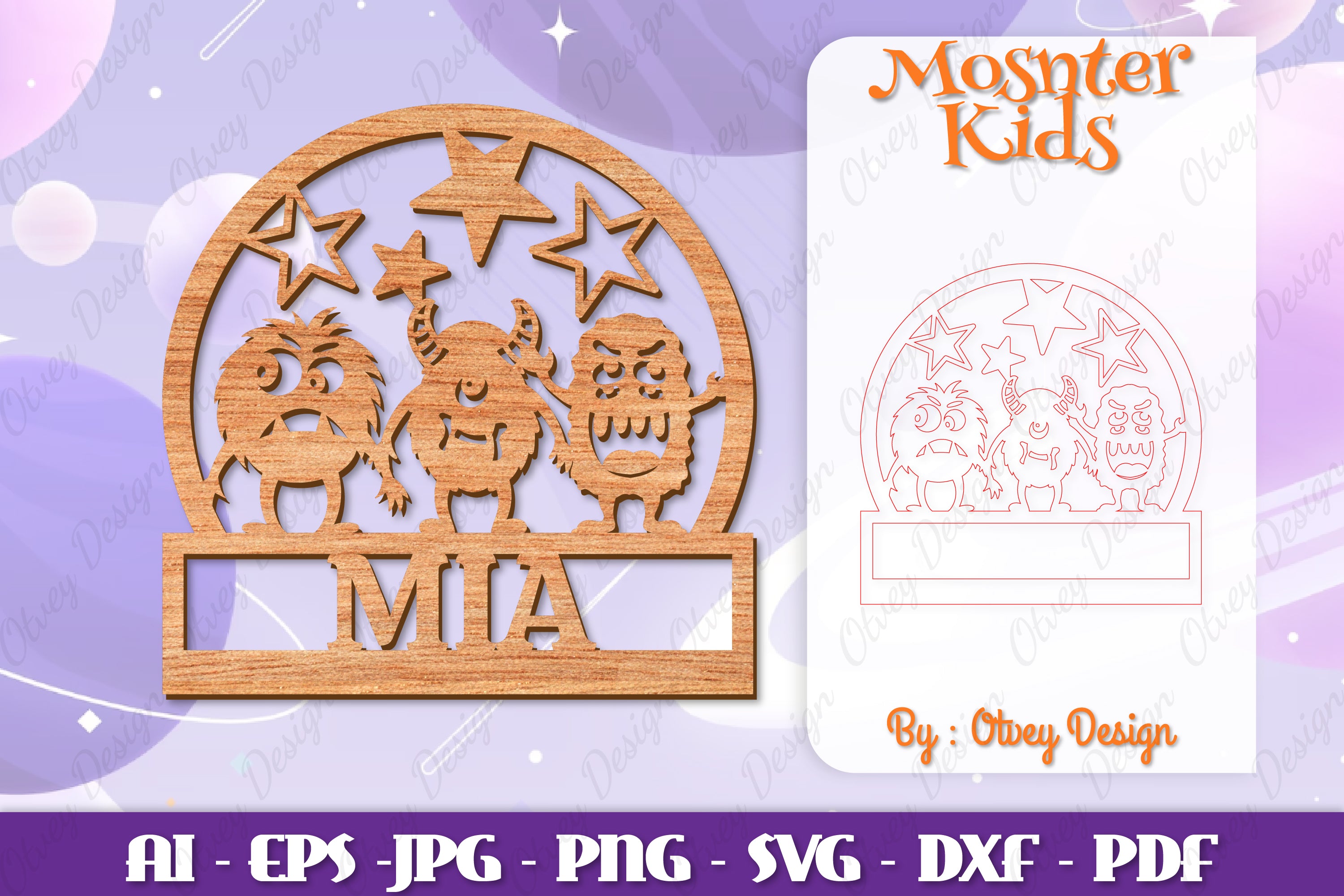 Monsters Kids Name Sign Lasercut SVG Bundle 12 - CraftNest - Digital Crafting and Art