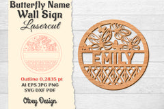 Butterfly Name Wall Art Sign SVG Bundle 12 - CraftNest - Digital Crafting and Art