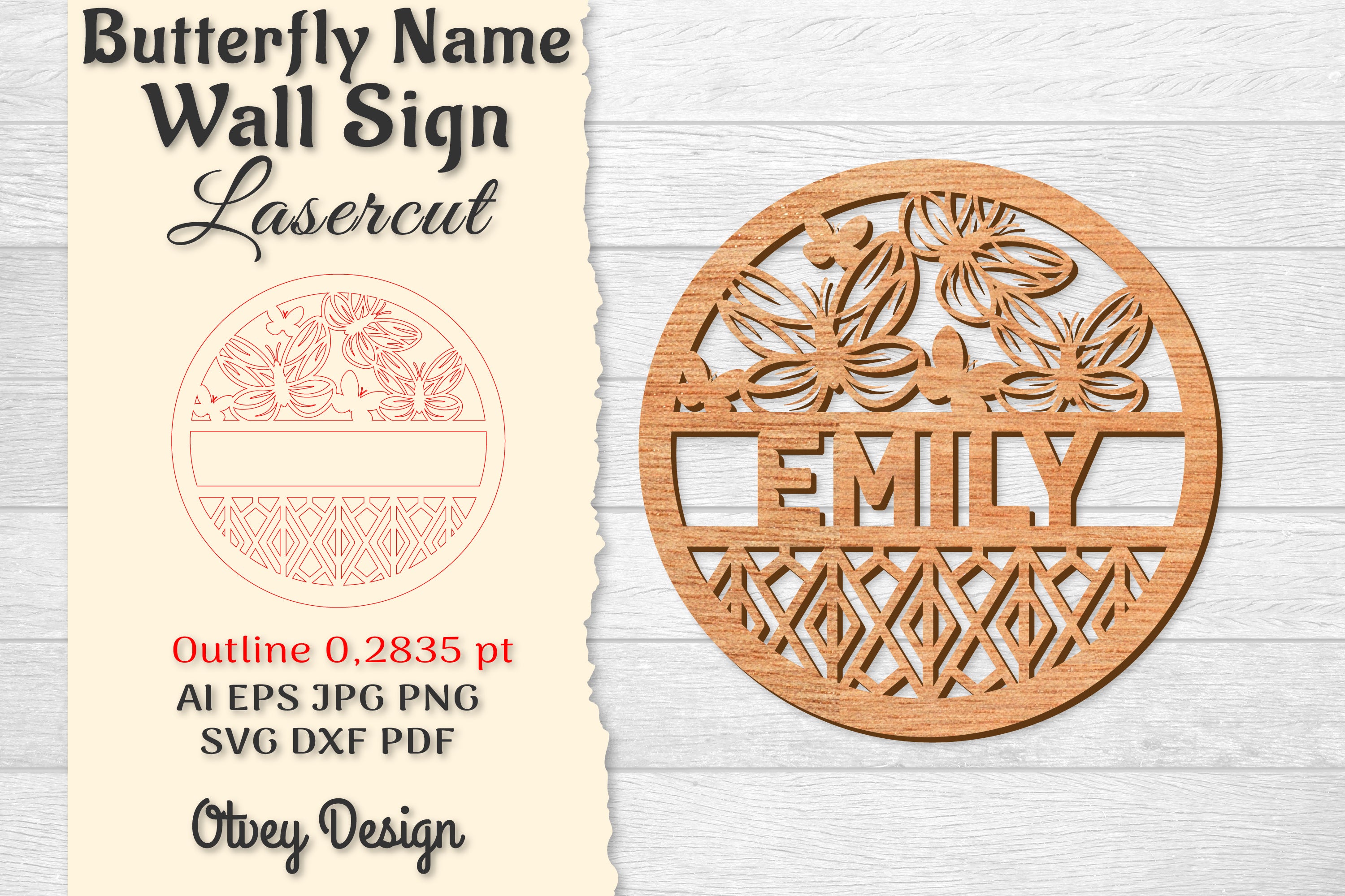 Butterfly Name Wall Art Sign SVG Bundle 12 - CraftNest - Digital Crafting and Art