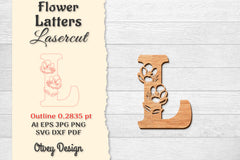 5 Flower Letters Laser Cut SVG Bundle 96 - CraftNest - Digital Crafting and Art