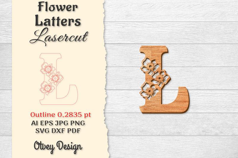 Flower Letters Laser Cut SVG Bundle 131 - CraftNest - Digital Crafting and Art