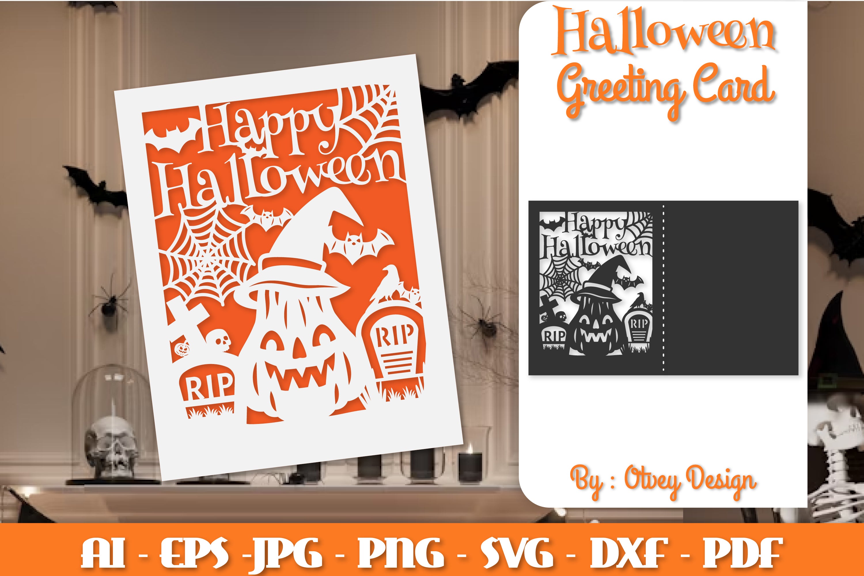Halloween Scene Greeting Card SVG Bundle