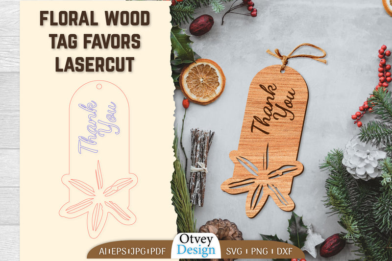 Floral Wood Tag Favors Lasercut SVG Bundle 12 - CraftNest - Digital Crafting and Art