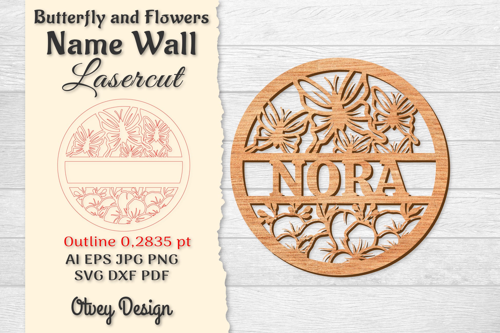 Butterfly and Flowers Name Wall Art Sign SVG Bundle 10 - CraftNest - Digital Crafting and Art