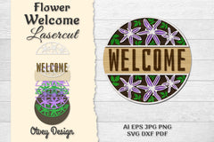 Flower Welcome Lasercut SVG Bundle 4 - CraftNest - Digital Crafting and Art