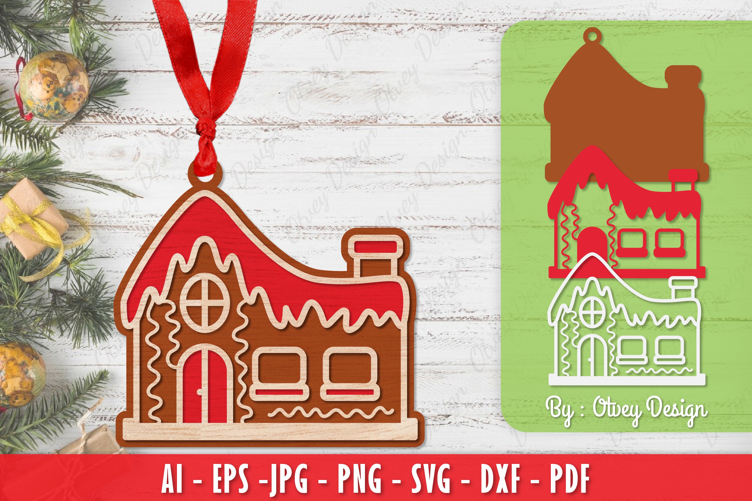 Ornament Gingerbread House Laser Cut SVG Bundle 4 - CraftNest - Digital Crafting and Art