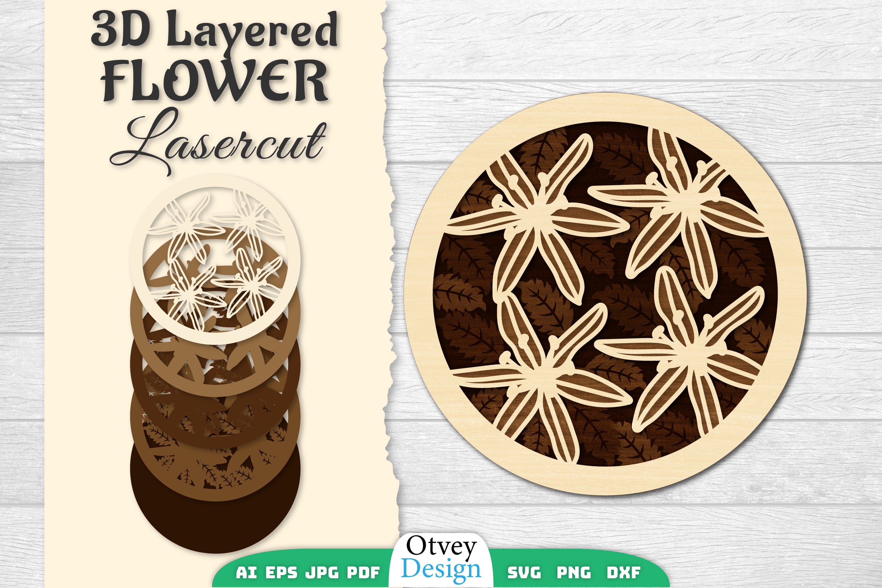 3D Layered Flower Lasercut SVG Bundle 2 - CraftNest - Digital Crafting and Art